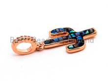 Load image into Gallery viewer, CZ Micro Pave CACTUS Pendant/Charm with Abalone Shell, Pave Findings/Cubic Zirconia Pendant, 12x22mm, 1pc, SKU#F465
