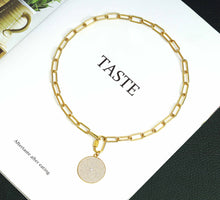 Load image into Gallery viewer, Paperclip chain necklace with star, heart, round disc pendant, sku#CL13