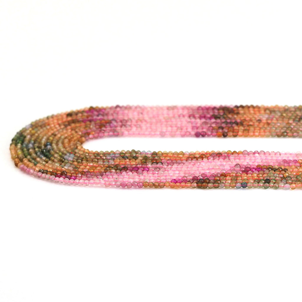 2mm Multicolor Tourmaline Round Faceted Beads, Sku#U1739