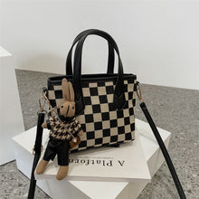 Load image into Gallery viewer, Women's Houndstooth Shoulder Bag | Checkered Wool Crossbody Handbag &amp; Messenger Tote