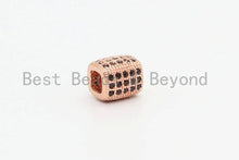 Load image into Gallery viewer, CZ Micro Pave Drum Barrel Space Beads, Cubic Zirconia Large Big Hole Space Tube Beads, 7x6mm,SKU#G38