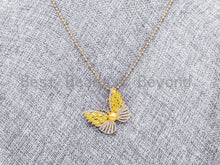 Load image into Gallery viewer, CZ Micro Pave Butterfly Brooch/Pin/Pendant, Sku#P37