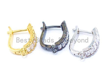 Load image into Gallery viewer, 1Pair/3Pairs CZ Micro Pave Latch Back Earring, Lever back Earring, Gold, Silver black, Huggie Ear wire,sku#J10
