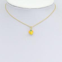 Load image into Gallery viewer, Yellow Orange Enamel Mango Gold Charm Pendant,Sku#LX848