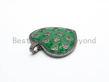 Load image into Gallery viewer, 34*37mm Enamel Heart on Heart Pendant, CZ Micro Pave heart pendant, Enamel heart,Red/White/Pink/Blue Heart Focal Pendant, sku#F614