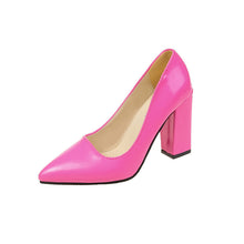 Load image into Gallery viewer, Women's Pointed-Toe Chunky Heel Pumps - Slip-On Block Heel Shoes