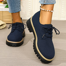 Load image into Gallery viewer, Plus-Size Women's Chunky Heel Lace-Up Business Casual Shoes | Round Toe PU Leather
