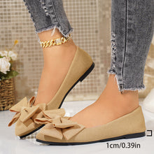 Load image into Gallery viewer, Women's Plus-Size Bow-Tie Slip-On Loafer Shoes | Pointed Toe, Low Heel, Cotton Upper