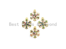 Load image into Gallery viewer, Multi Color CZ Micro Pave Snowflake Charm,Snowflake Shaped Pave Pendant, Gold plated, 14x11mm, Sku#B107