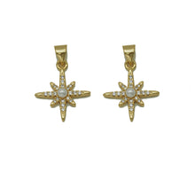 Load image into Gallery viewer, CZ Pearl North Star Charm, Sku#LD283c