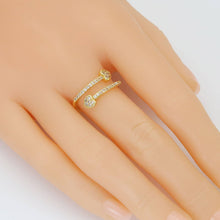 Load image into Gallery viewer, Clear CZ Gold Silver Heart Tip Wrap Adjustable Ring, Sku#A327