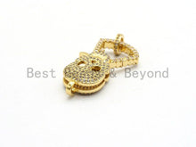 Load image into Gallery viewer, CZ Micro Pave Skull Lobster Claw Clasp, Large Skull Pave Clasp/Pendant Connector, Cubic Zirconia Pave Clasp/Connector/Link,17x37mm, sku#H131