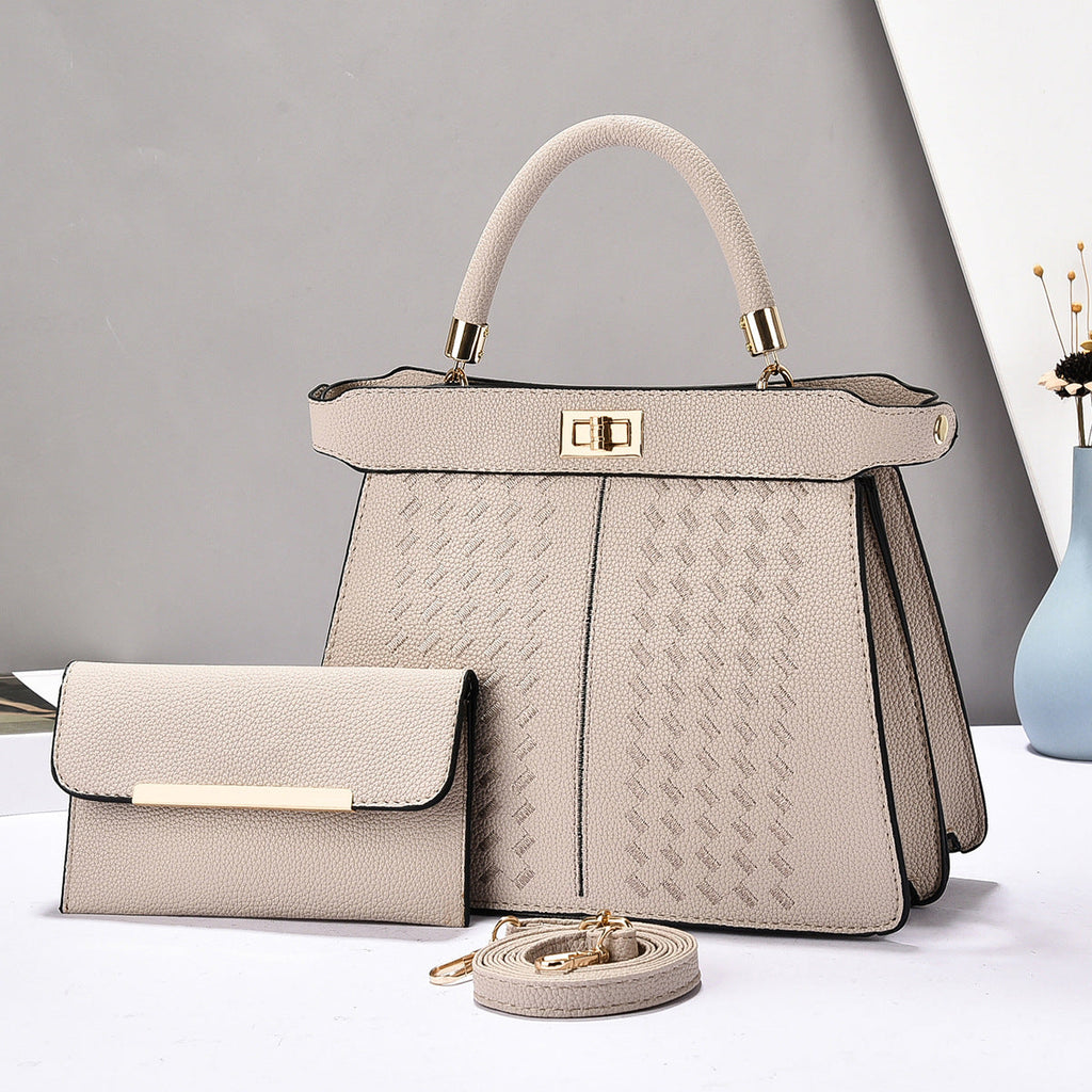 Premium 2-in-1 PU Leather Bucket Bag Set - Crossbody & Handbag with Multiple Compartments