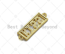 Load image into Gallery viewer, KISS on Rectangle Connector, Kiss Bracelet Link, Rectangle  Connector, Cubic Zirconia Pendant, Gold Tone, 10x31mm, Sku#LK85