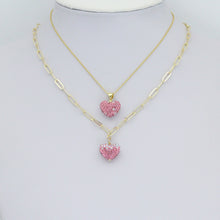 Load image into Gallery viewer, Pink Red White rhinestone Heart Charm Pendant,Sku#LD744