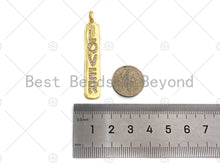 Load image into Gallery viewer, CZ Micro Pave LOVER Long Bar Pendant, Cubic Zirconia Strip Pendant, Gold Lover Bar,  Micro pave Bar shape pendant, 8x51mm, sku#LK136