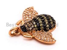 Load image into Gallery viewer, BEE Inspired Charm, CZ Micro Pave Inspired insect Charm, Pave Bug Charm, Gold/Rose Gold/Silver/Black, 19x22x5mm,SKU#F435
