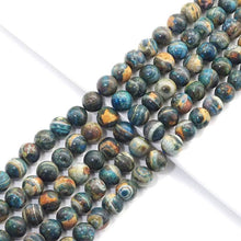 Load image into Gallery viewer, Natural Blue Brown Tibetan Agate Round Smooth Beads, 14mm, Sku#U1557