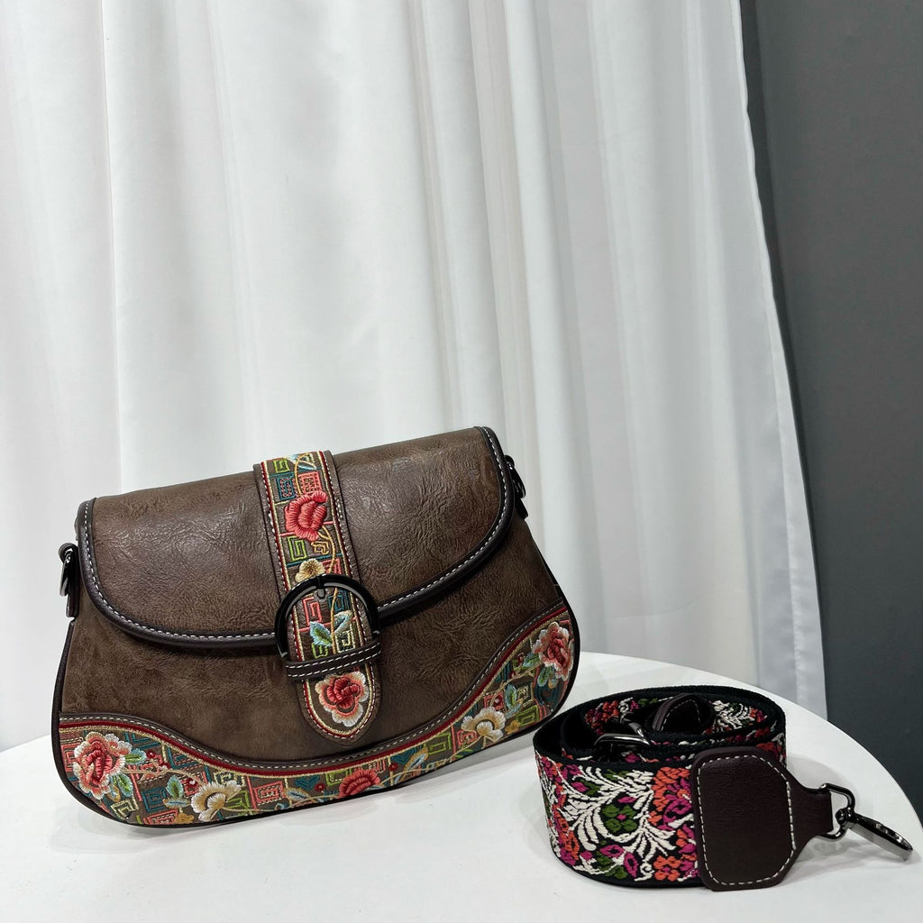 Retro Chinese Embroidered Crossbody Bag for Women - Handcrafted Ethnic Style Shoulder Bag