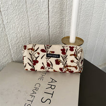 Load image into Gallery viewer, Corduroy Pencil Case Makeup Bag - Korean Style Retro Floral Canvas Pouch for Students