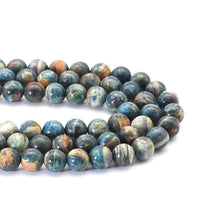 Load image into Gallery viewer, Natural Blue Brown Tibetan Agate Round Smooth Beads, 14mm, Sku#U1557