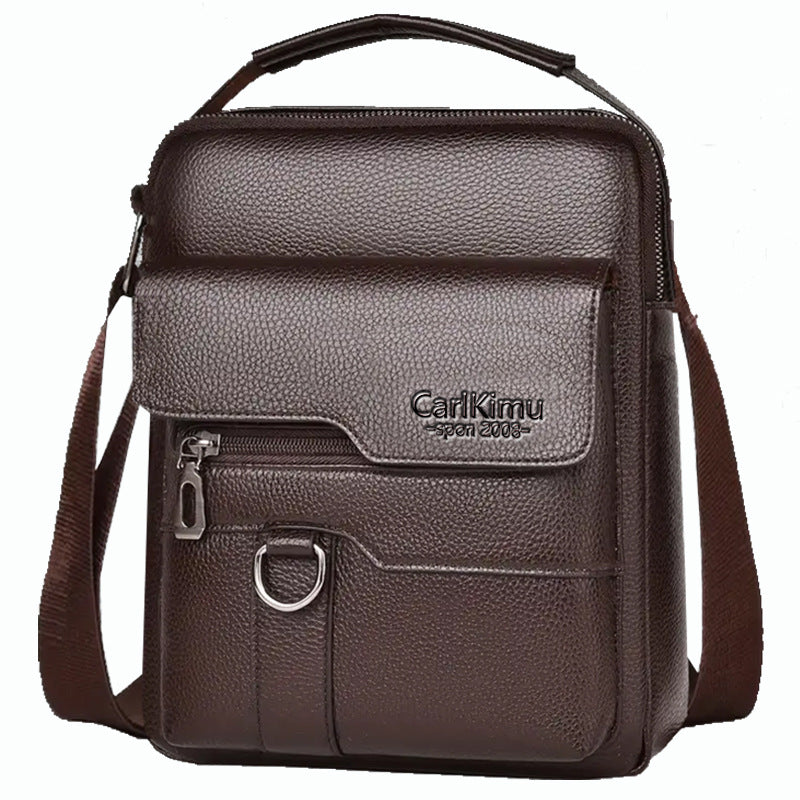 Men's Lychee-Grain PU Leather Business Crossbody Shoulder Bag - Premium Commuter Messenger Bag