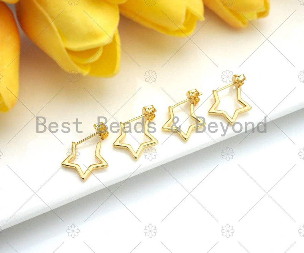 18K Gold Five Point Star Earrings, SKU#LD62