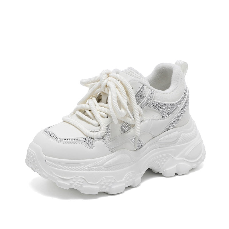 Women's Hidden Wedge Sneakers Square Toe Platform Casual Shoes