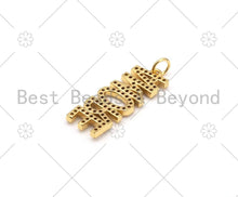Load image into Gallery viewer, CZ Micro Pave AMORE Word Shape Pendant, 18K Gold Filled Cubic Zirconia Love Charm, Necklace Bracelet Charm Pendant,10x28mm,Sku#B136