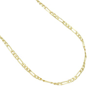 Load image into Gallery viewer, Flate Gold Figaro Chain Adjustable Necklace, Sku#LD593/JD04