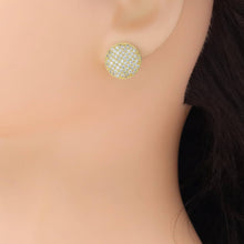 Load image into Gallery viewer, CZ Gold Sillver Round Cirle Click On Earrings, Sku#A373