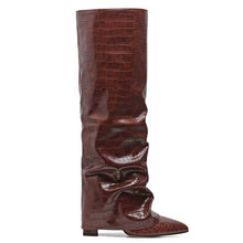 Load image into Gallery viewer, Women's Chunky Heel High-Top Over-the-Knee Boots | Buckle Pointed Toe PU Leather