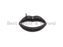 Load image into Gallery viewer, Colorful CZ Micro Pave Large Lip Pendant/Charm,Cubic Zirconia Paved Charm/Focal, Necklace Bracelet Charm Pendant, 36x20mm,sku#X140