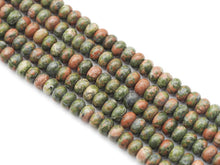Load image into Gallery viewer, Genuine Unakite Rondelle Smooth Beads, Sku#U1408