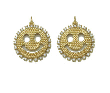 Load image into Gallery viewer, CZ Smiley Face with CZ around Charm, Sku#L674