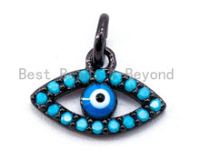 Load image into Gallery viewer, 1pc/2pc, CZ Micro Pave Blue Evil Eyes Pendant/Charm, Turquoise Cubic Zirconia Charm for Necklace Bracelet,8x12mm, sku#F338
