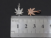 Load image into Gallery viewer, Clear CZ Gold Maple Leaf Charm Pendant, Sku#Z492