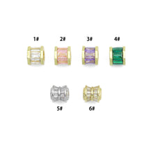 Load image into Gallery viewer, Baguette Colorful CZ Big hole Tube Spacer Beads,Sku#LD745