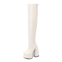 Load image into Gallery viewer, Women's Over-the-Knee Boots - Chunky Heel Platform Boots with Waterproof Design
