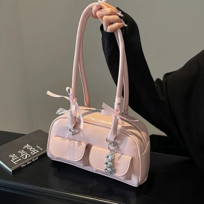 Bow-Tie Ribbon Bowling Bag | Stylish High-Capacity Shoulder & Tote Bag for Women