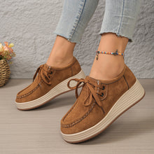 Load image into Gallery viewer, Women's Lace-Up Chunky Sole Pumps - Mid Heel Round Toe Casual Dress Shoes