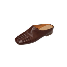 Load image into Gallery viewer, Women's Hand-Woven Full Grain Leather Mules | Square Toe Slip-On Backless Loafers