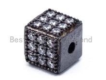 Load image into Gallery viewer, CZ Micro Pave 6mm Cube Spacer Beads, Cubic Zirconia Spacer Beads, Gold,Silver,Rose Gold,Black Tone, sku#C22
