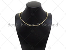 Load image into Gallery viewer, Shinny Gold 4mm Smooth ball Finished Necklace Bracelet with Lock, Ball beads Necklace, Ball beads Bracelet Necklace, sku#LD73