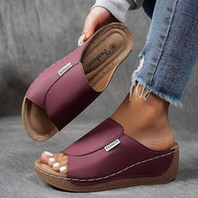 Load image into Gallery viewer, Women's Plus Size Chunky Sole Open Toe Slippers – Casual PU Slides