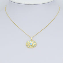 Load image into Gallery viewer, CZ Oval Shape Evil Eye with Opal Center Pendant, Sku#LX570