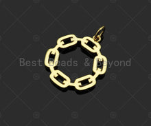 Load image into Gallery viewer, Gold Filled CZ Micro Pave Oval Link Round Pendant, 18K Gold Filled Charm, Necklace Bracelet Charm Pendant,22x25mm,Sku#LD122