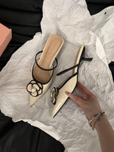 Load image into Gallery viewer, Chanel-Style Pointed Toe High Heel Mules for Women - Elegant French Office Heels
