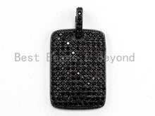 Load image into Gallery viewer, Black CZ Pave On Black Micro Pave Square/Rectangular Charm, Dog Tag Square/Rectangular Pave Charm, Pave Dangle Charms,18x26mm, Sku#F375