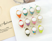 Load image into Gallery viewer, Gold Enamel Round Adjustable Ring, Sku#X327